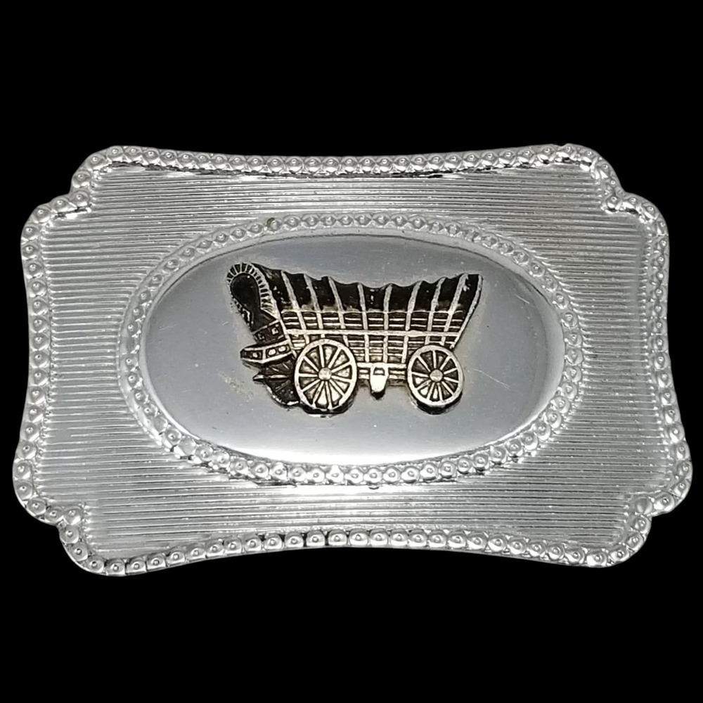 Western Belt Buckle Covered Wagon | Old West Pioneers Settlers | Oregon Trail